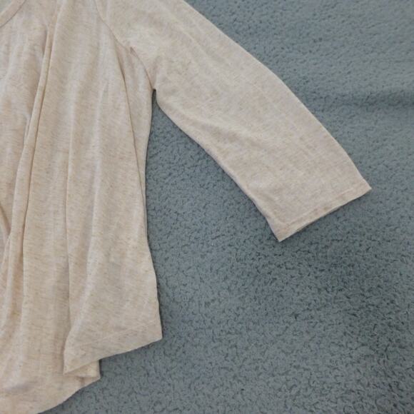 We The Free Top Womens L Boho Beige 3/4 Sleeve Flowy Slouchy Scoop Neck Linen - Picture 5 of 10